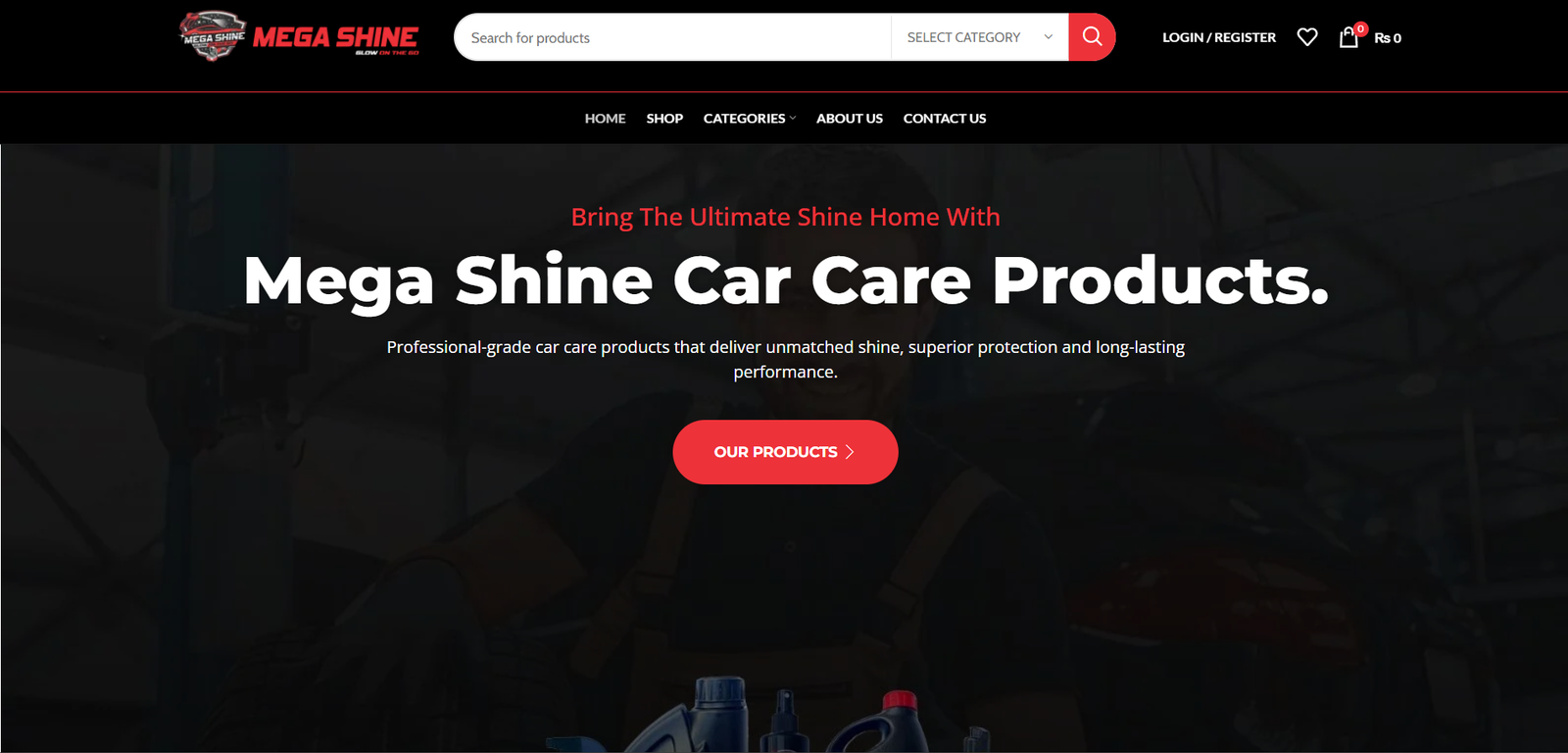 MegaShine website desktop