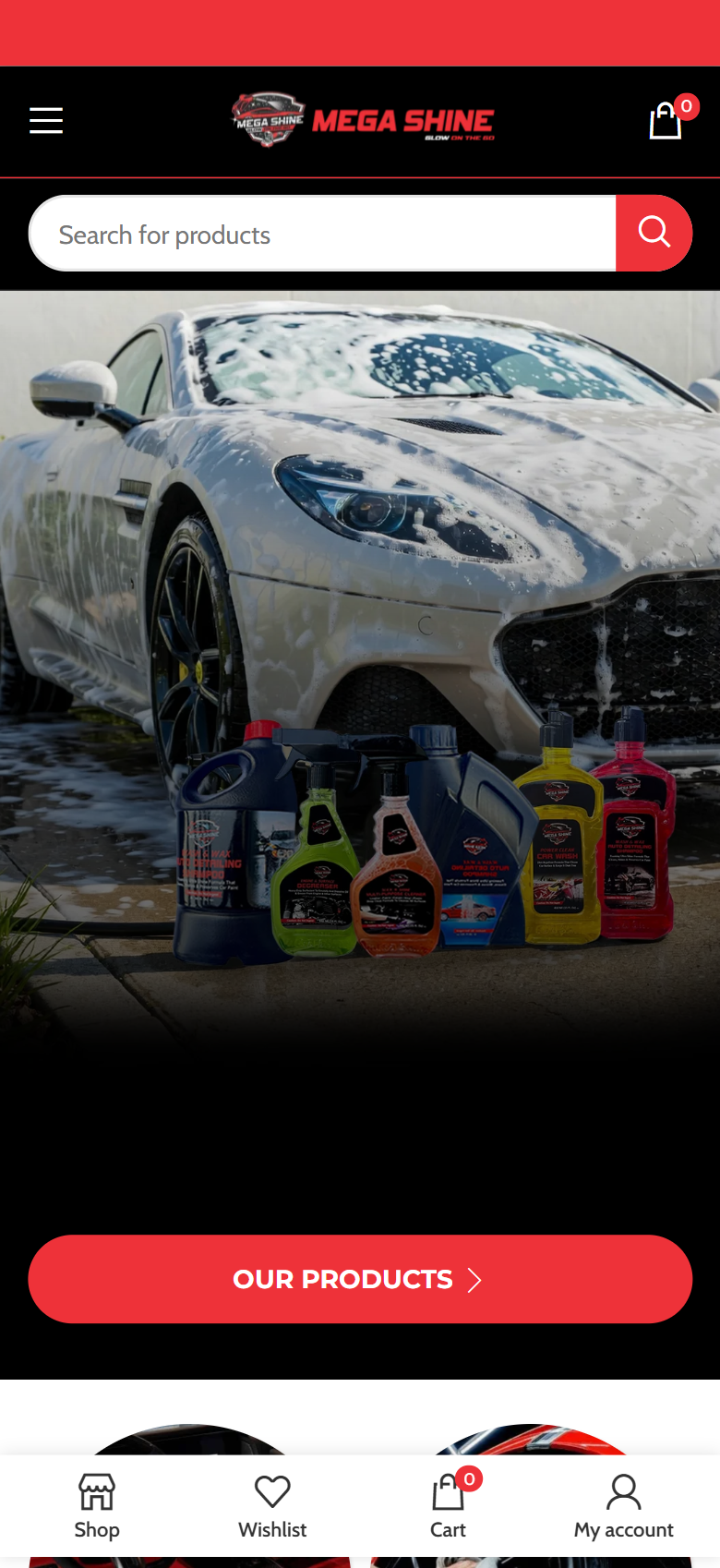 MegaShine website mobile